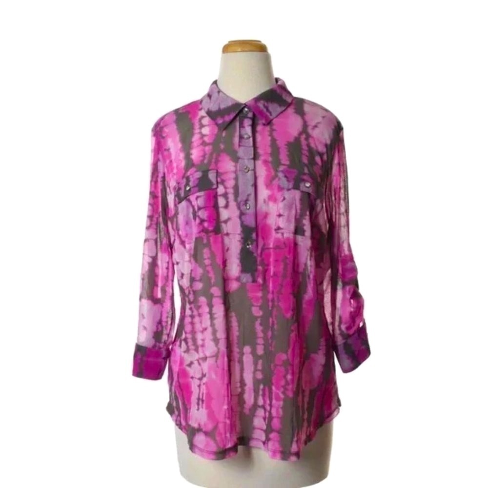 🆕 INC INTERNATIONAL CONCEPTS Multicolor 3/4 Sleeve Blouse Size M